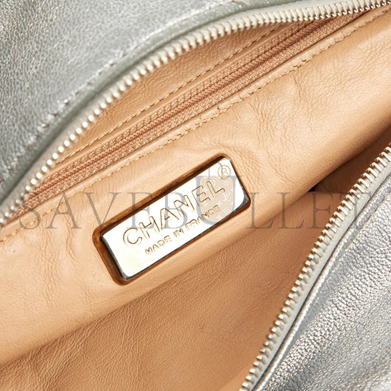 CHANEL METALLIC GRAINED CALFSKIN LUXE LIGNE BOWLER BAG (33*17*15cm)